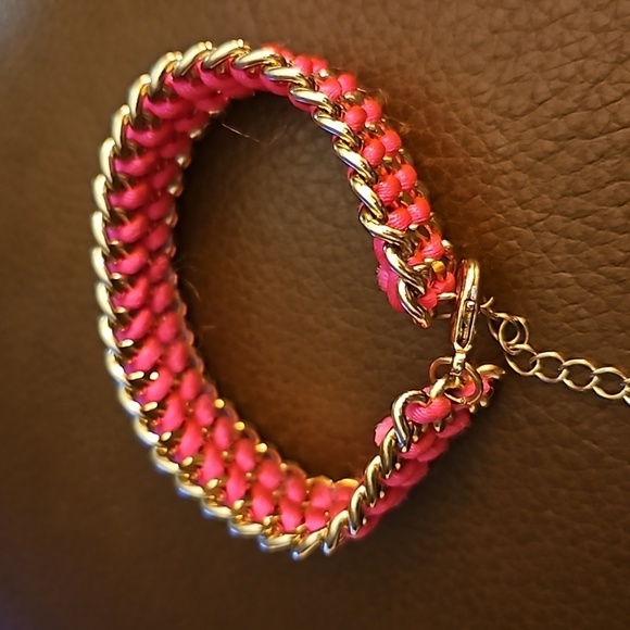 Hot Pink Barbie Cord Braided Chain Bracelet - Picture 6 of 7